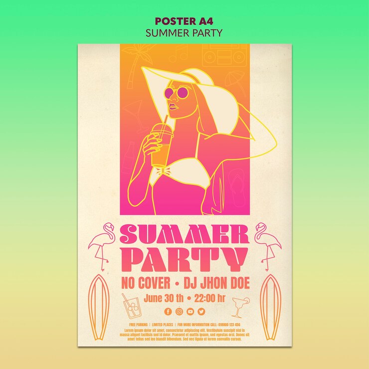 PSD gratuit modèle d'affiche de fête d'été