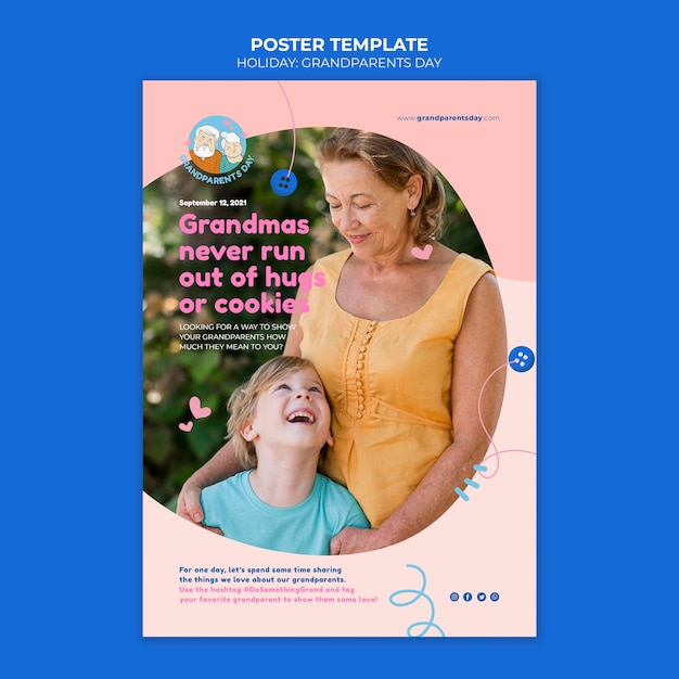 PSD gratuit modèle d'affiche de la fête des grands-parents