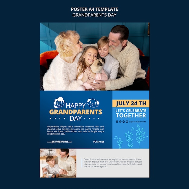 PSD gratuit modèle d'affiche de la fête des grands-parents