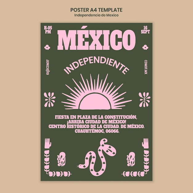 Modèle D'affiche De La Fête De L'indépendance Du Mexique Design Plat