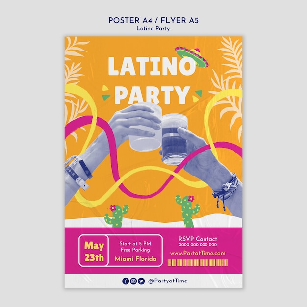 PSD gratuit modèle d'affiche de fête latino