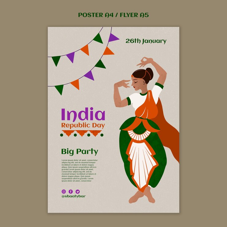 PSD gratuit modèle d'affiche de la fête de la république de l'inde