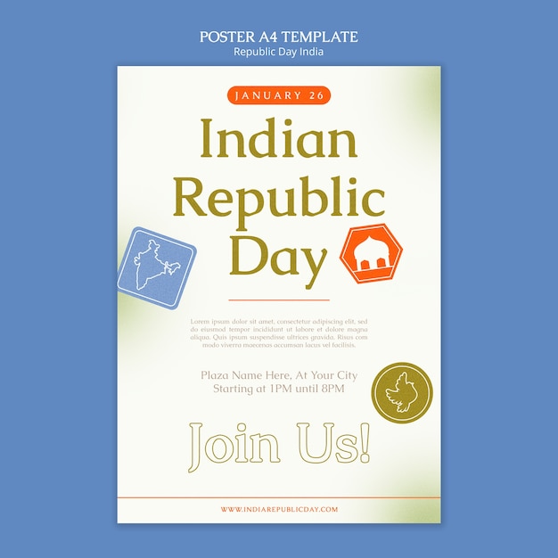 PSD gratuit modèle d'affiche de la fête de la république en inde