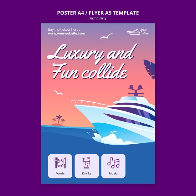 Modèle d'affiche de fête de yacht