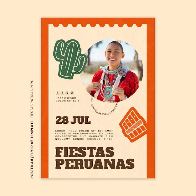 PSD gratuit modèle d'affiche de fiestas patrias design plat