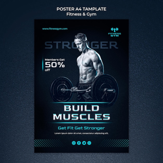 PSD gratuit modèle d'affiche de fitness gym