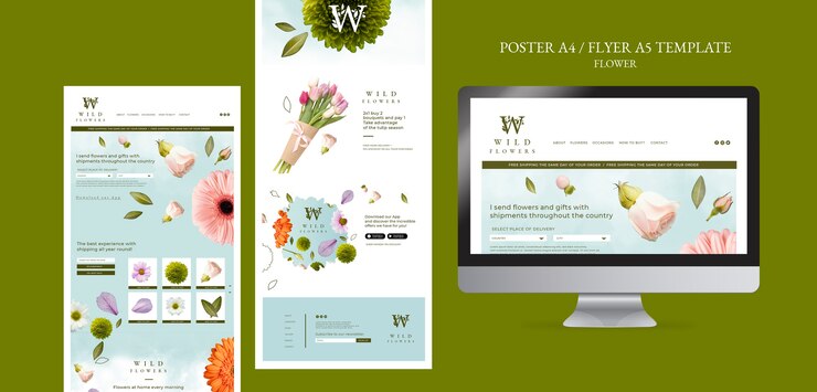 PSD gratuit modèle d'affiche de fleuriste