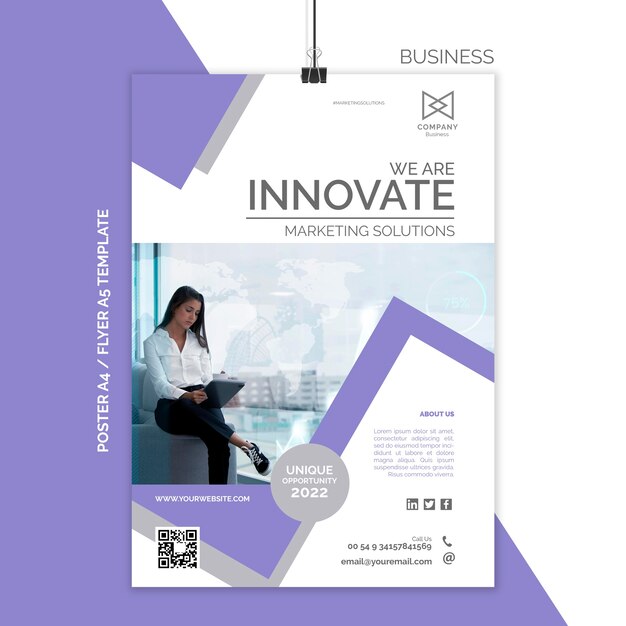 Modèle d'affiche et de flyer commercial design plat