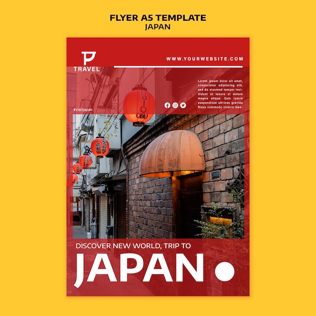PSD gratuit modèle d'affiche et de flyer design plat japon