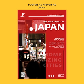 Modèle d'affiche et de flyer design plat japon