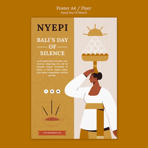 Modèle D'affiche Ou De Flyer Design Plat Nyepi