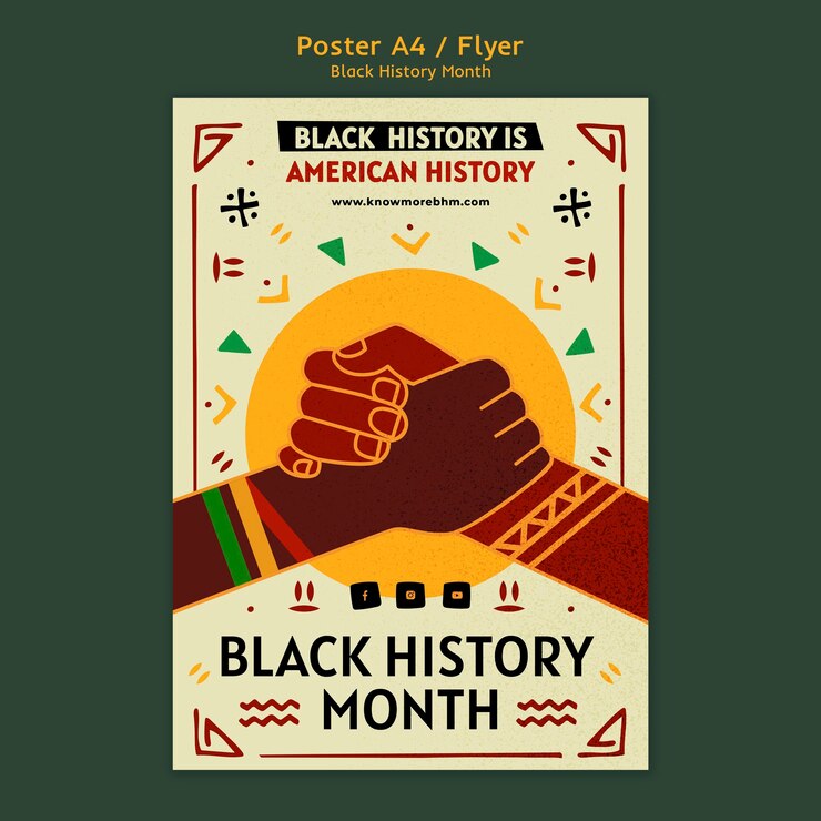 PSD gratuit modèle d'affiche ou de flyer du mois de l'histoire des noirs