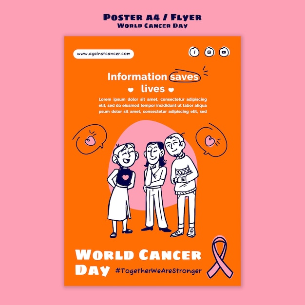 PSD gratuit modèle d'affiche et de flyer de la journée mondiale du cancer