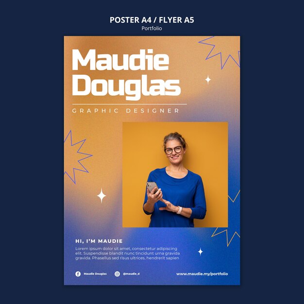 Modèle d'affiche ou de flyer de portefeuille dégradé