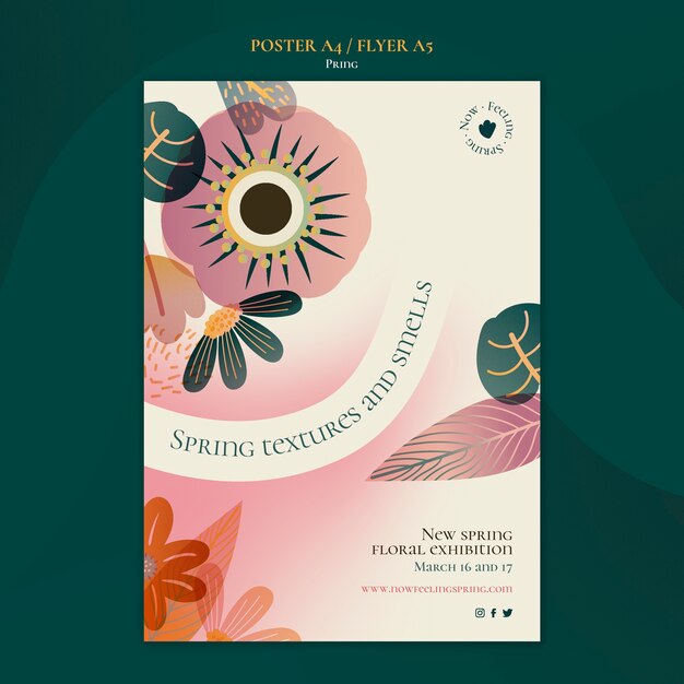 Modèle d'affiche et de flyer de printemps dégradé
