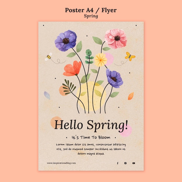 PSD gratuit modèle d'affiche ou de flyer de printemps