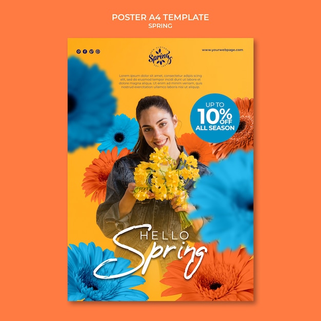 PSD gratuit modèle d'affiche ou de flyer de printemps