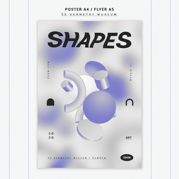 PSD gratuit modèle d'affiche de formes géométriques 3d