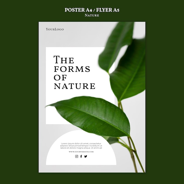 PSD gratuit modèle d'affiche de formes de nature