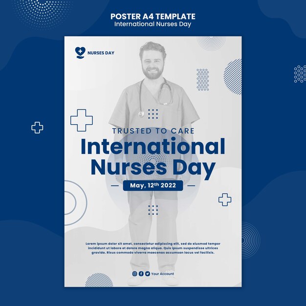 Modèle d'affiche géométrique de la journée internationale des infirmières