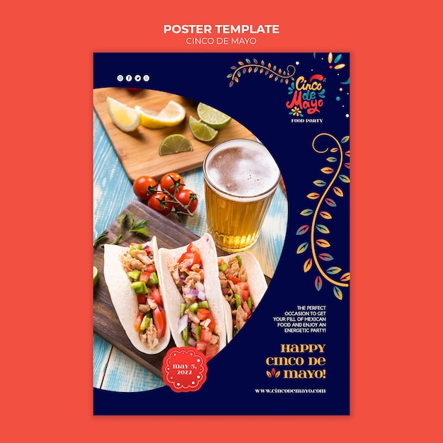 PSD gratuit modèle d'affiche heureux cinco de mayo