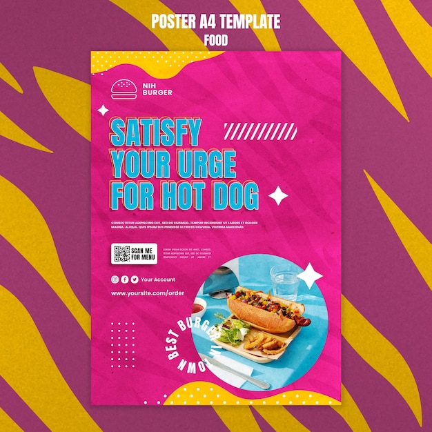 PSD gratuit modèle d'affiche de hot-dog savoureux