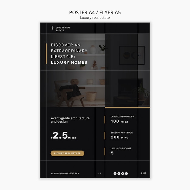 PSD gratuit modèle d'affiche immobilier de luxe