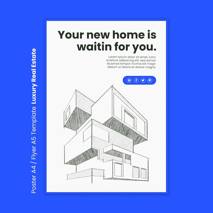 PSD gratuit modèle d'affiche immobilier de luxe