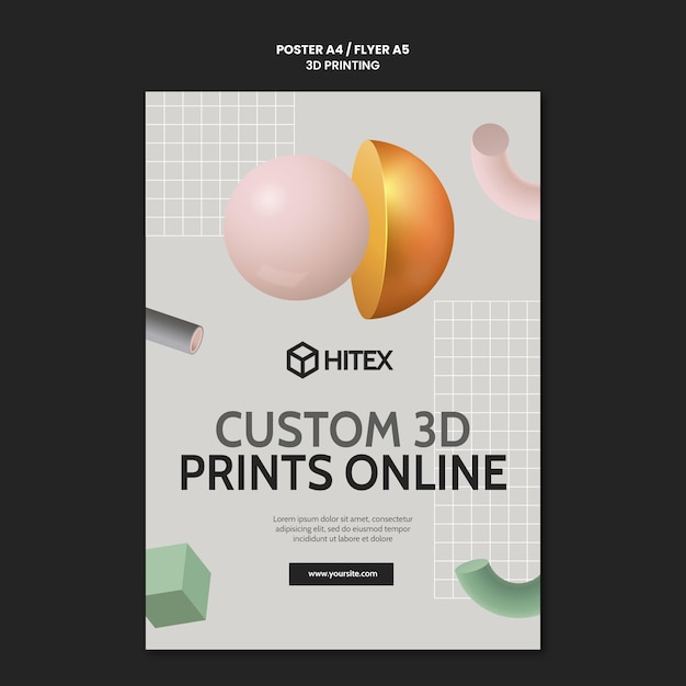 PSD gratuit modèle d'affiche d'impression 3d