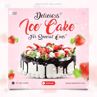 Modèle d'affiche instagram et promotion des médias sociaux delicious cake