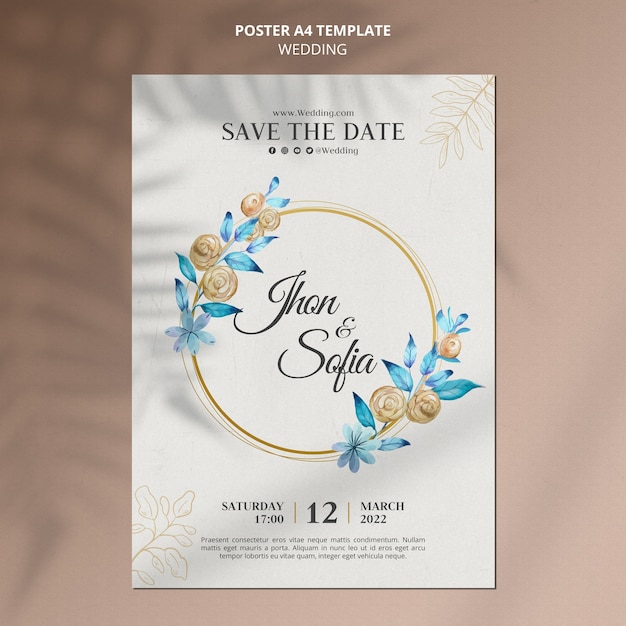 Modèle d'affiche d'invitation de mariage floral