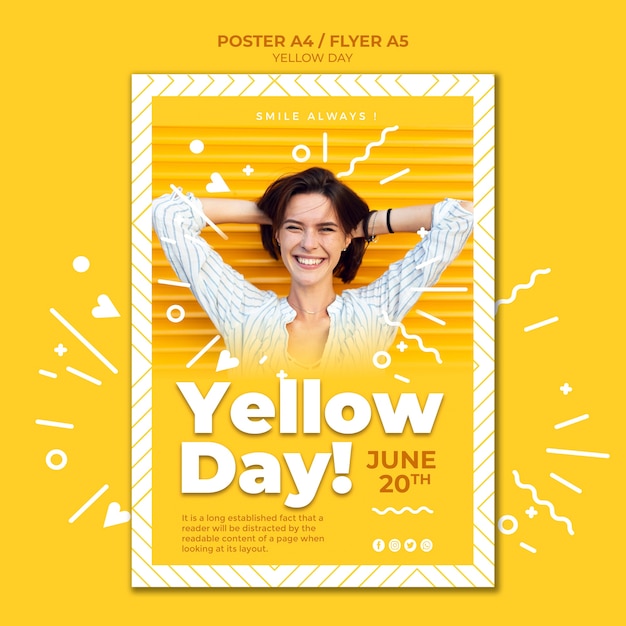 PSD gratuit modèle d'affiche de jour jaune