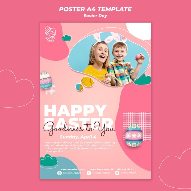 Modèle d'affiche de jour de Pâques