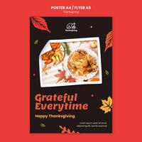 Modèle d'affiche de jour de thanksgiving avec des feuilles d'automne