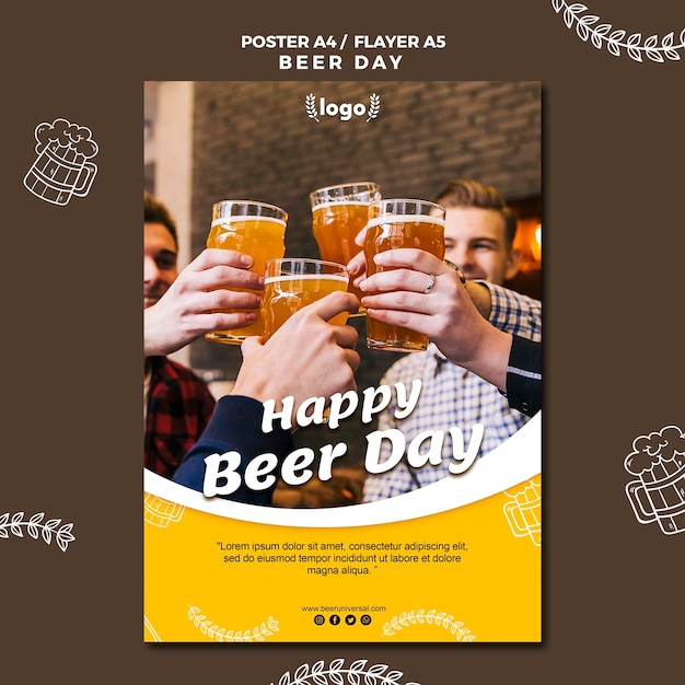 PSD gratuit modèle d'affiche de la journée de la bière