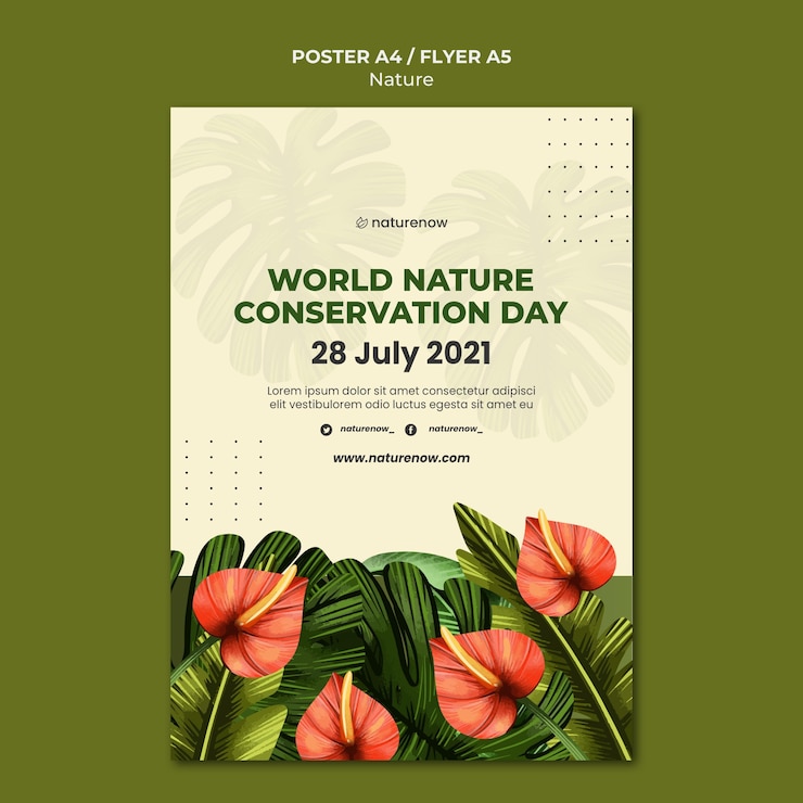 PSD gratuit modèle d'affiche de la journée de la conservation de la nature