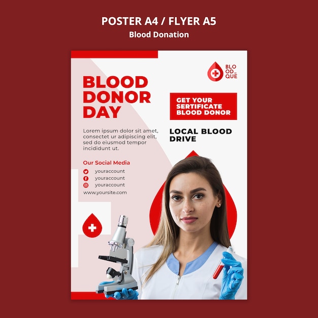 PSD gratuit modèle d'affiche de la journée du don de sang