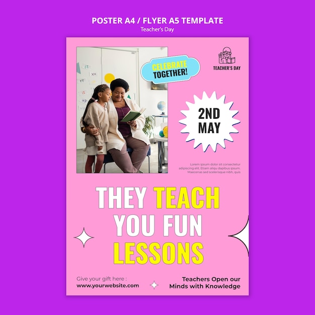 PSD gratuit modèle d'affiche de la journée des enseignants design plat