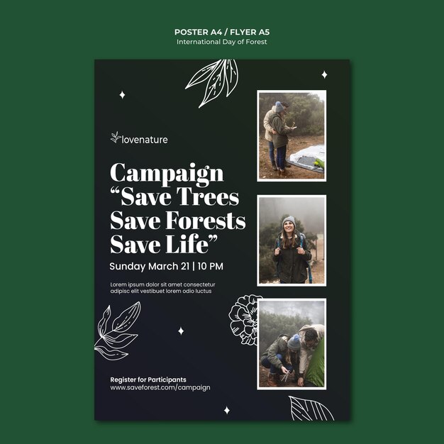 Modèle d'affiche de la journée de la forêt