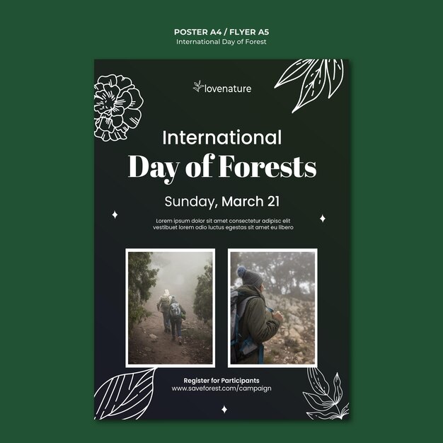 Modèle d'affiche de la journée de la forêt