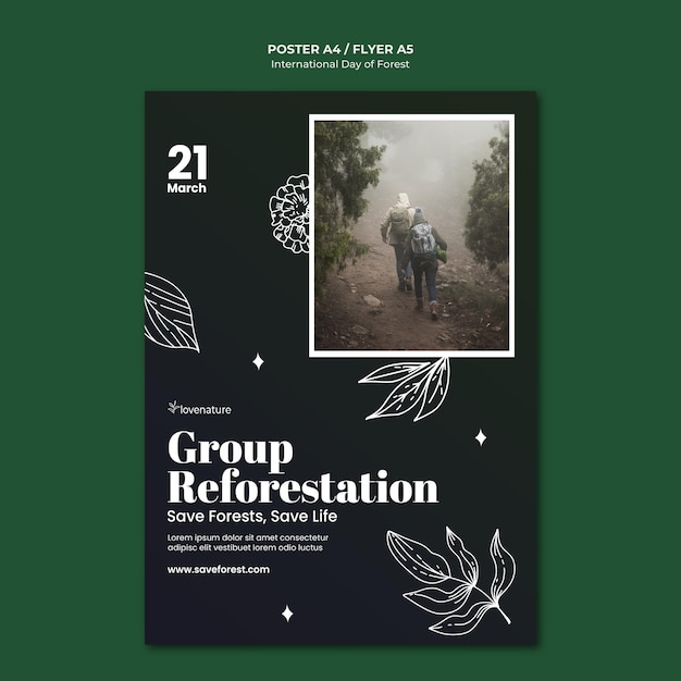 Modèle d'affiche de la journée de la forêt