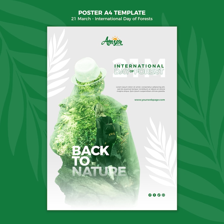 PSD gratuit modèle d'affiche de la journée des forêts créatives avec photo