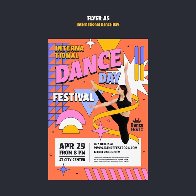 PSD gratuit modèle d'affiche de la journée internationale de la danse