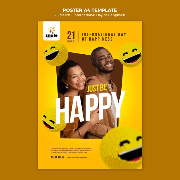 Modèle d'affiche de la journée internationale du bonheur