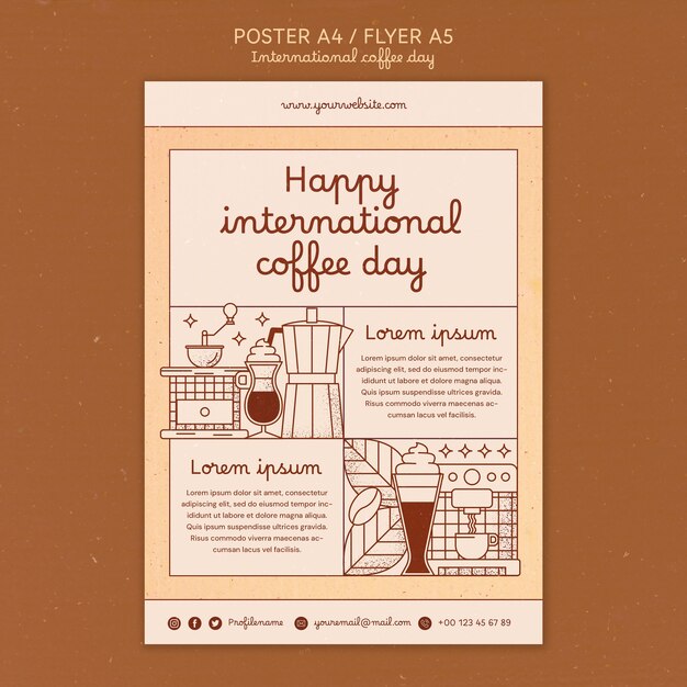 Modèle d'affiche de la journée internationale du café