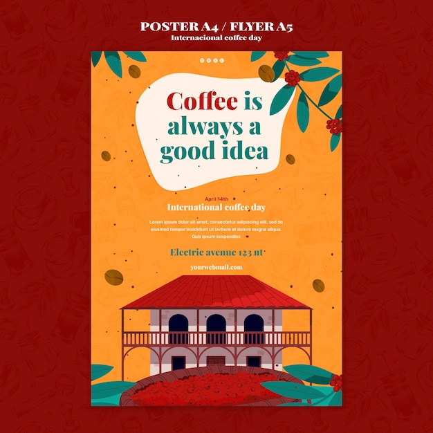 Modèle D'affiche De La Journée Internationale Du Café