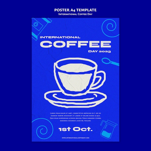 PSD gratuit modèle d'affiche de la journée internationale du café