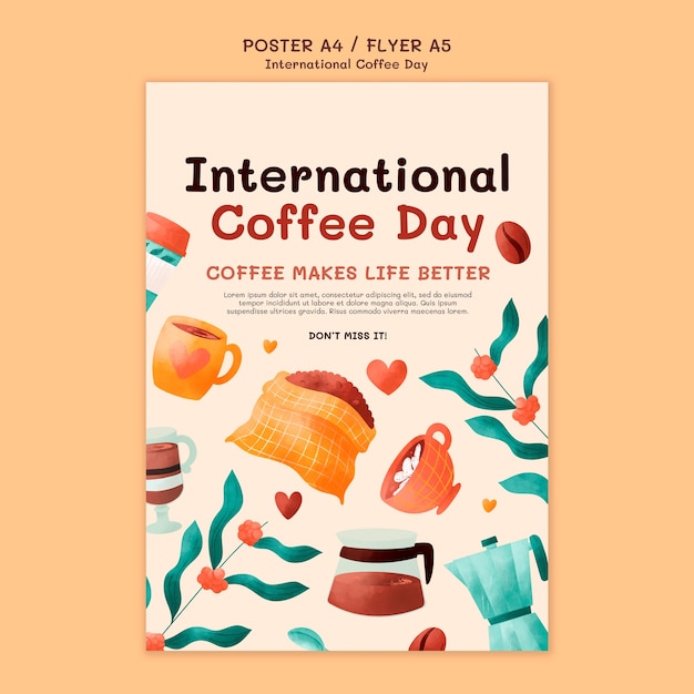 PSD gratuit modèle d'affiche de la journée internationale du café