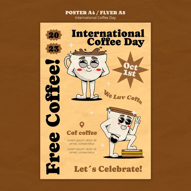 Modèle d'affiche de la journée internationale du café