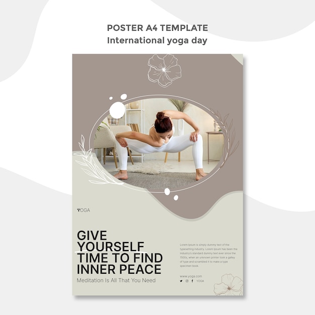 PSD gratuit modèle d'affiche de la journée internationale du yoga
